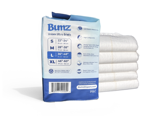 Maximum Absorbency Large Adult Diapers for Men and Women. (36"-48") (White, 10-count)