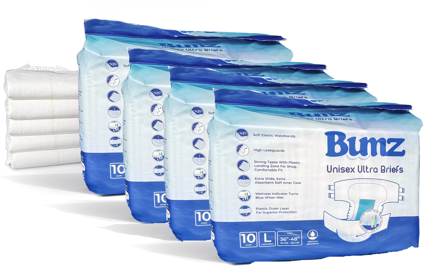 Maximum Absorbency Large Adult Diapers for Men and Women. (36"-48") (White, 40-count)